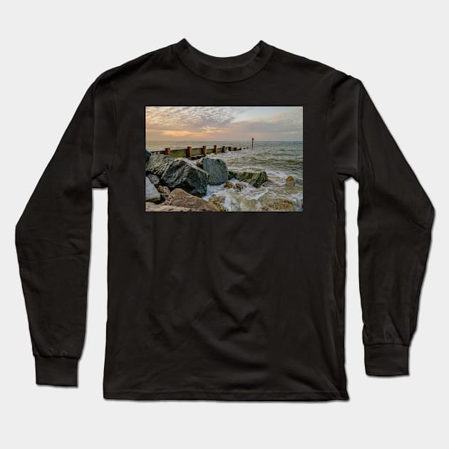 High water at Cart Gap beach on the Norfolk coast Long Sleeve T-Shirt by yackers1